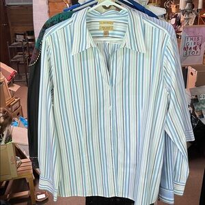 Westbound Gold Label Women's Multicolored Striped No Iron Button Down Shirt 18